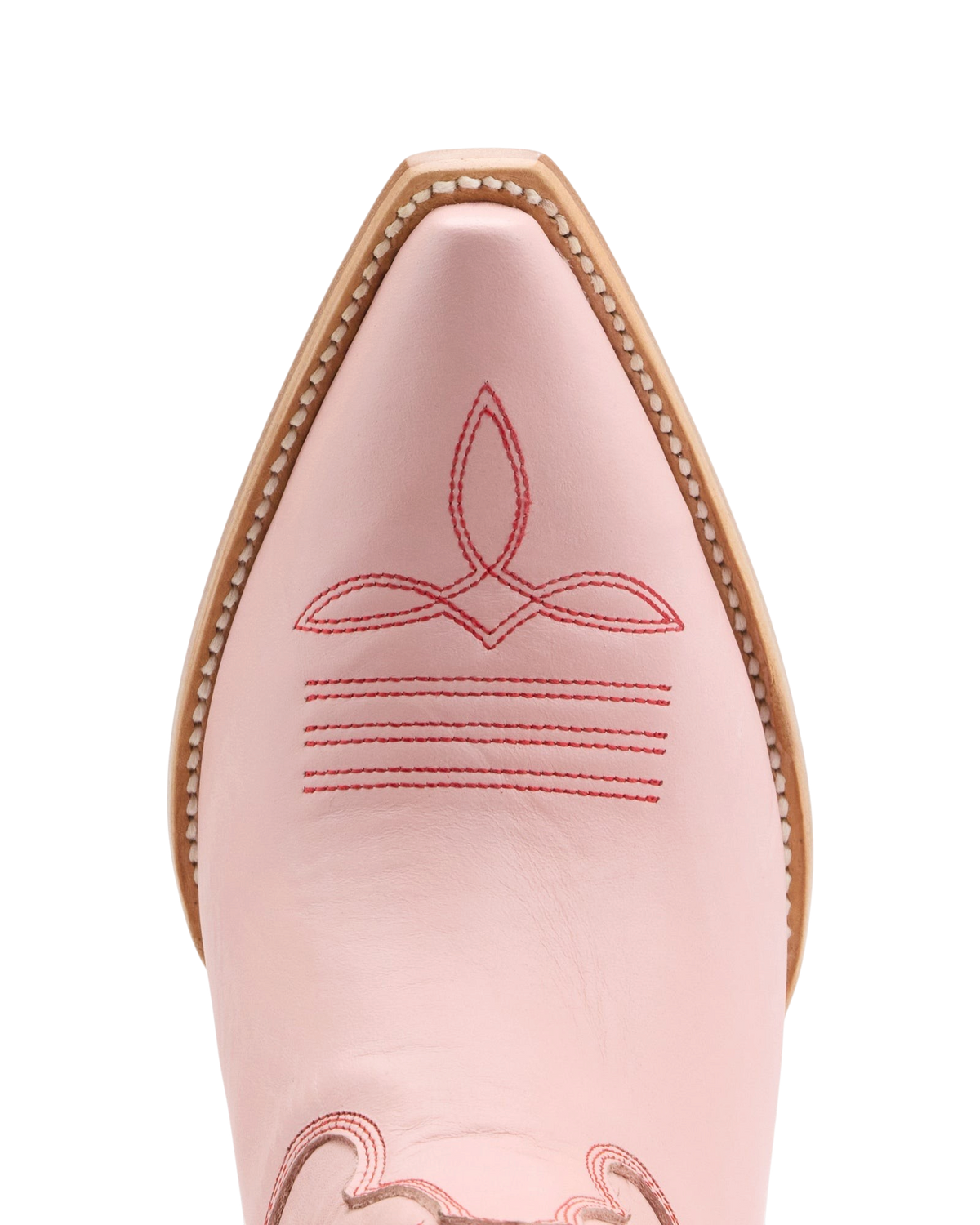 Old Gringo Boots Cherry Short pink cowhide leather western boot with red contrast stitching and pointed toe