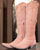 Old Gringo Boots Mayra Bis tall pink suede western cowgirl boots with intricate embroidery and side zipper closure