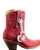Old Gringo Boots red cowhide leather western boots with white contrast stitching and a heart charm detail