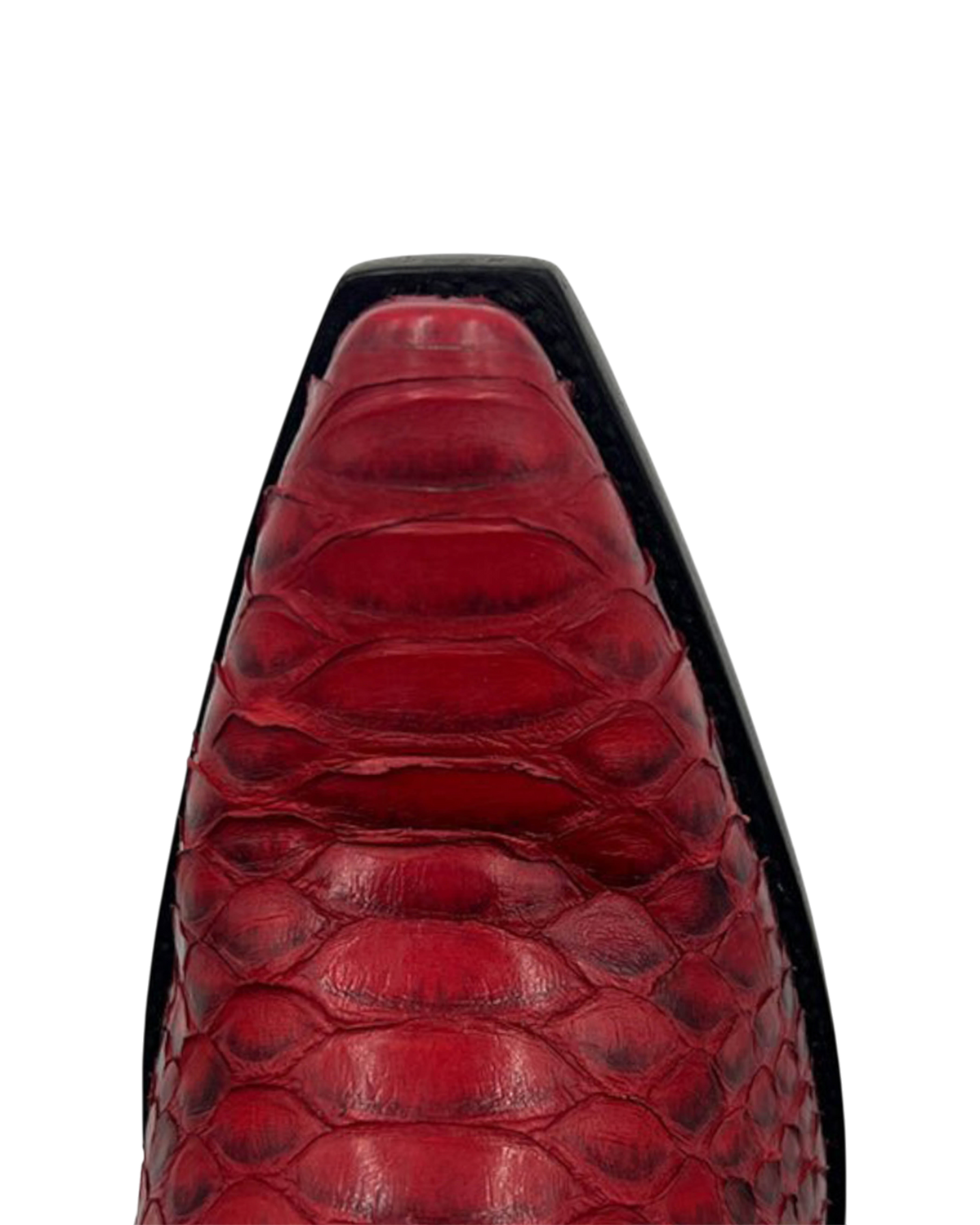 Old Gringo Boots Mayra Mid red python leather western boot toe detail with textured scales