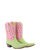 Old Gringo Boots Watermelon Moonshine western cowgirl boots in pink and green leather with watermelon seed details.