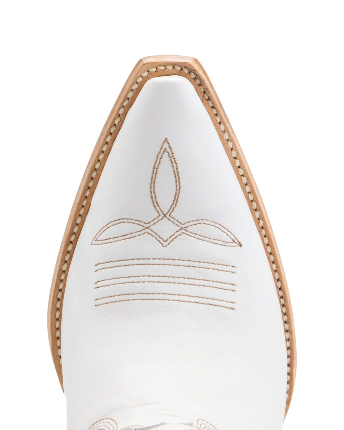 Old Gringo Boots Pigskin Short white cowhide leather western boot with contrast stitching and pointed toe detail