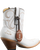 Old Gringo Boots white cowhide leather western ankle boot with contrast stitching and football pigskin bauble charm