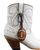 Old Gringo Boots white cowhide leather ankle boot with contrast stitching and a brown football pigskin bauble charm.