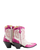 Old Gringo Boots Will Call white and pink cowhide leather short western boots with scalloped trim and stitchwork