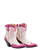 Old Gringo Boots Will Call white and pink cowhide leather western shorties with scalloped trim and stitchwork