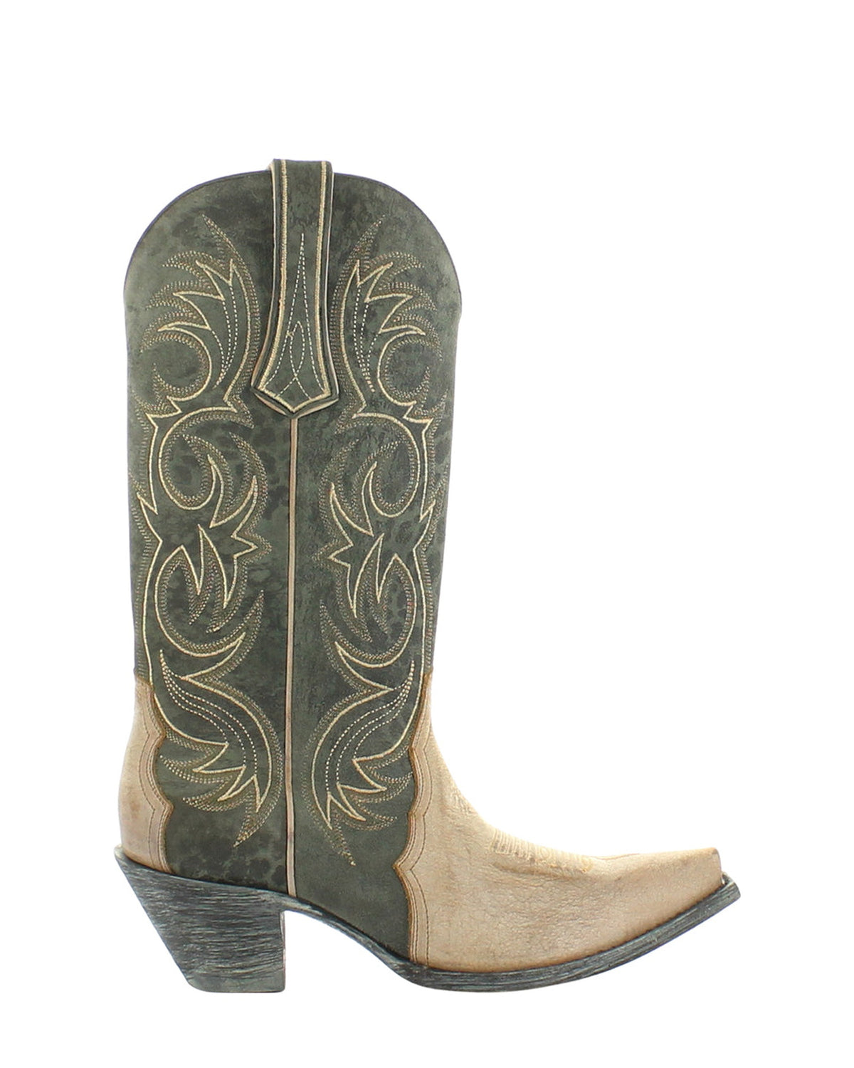 Old Gringo Somers Tan/Green Leopardito women's 13" cowboy boot, side view