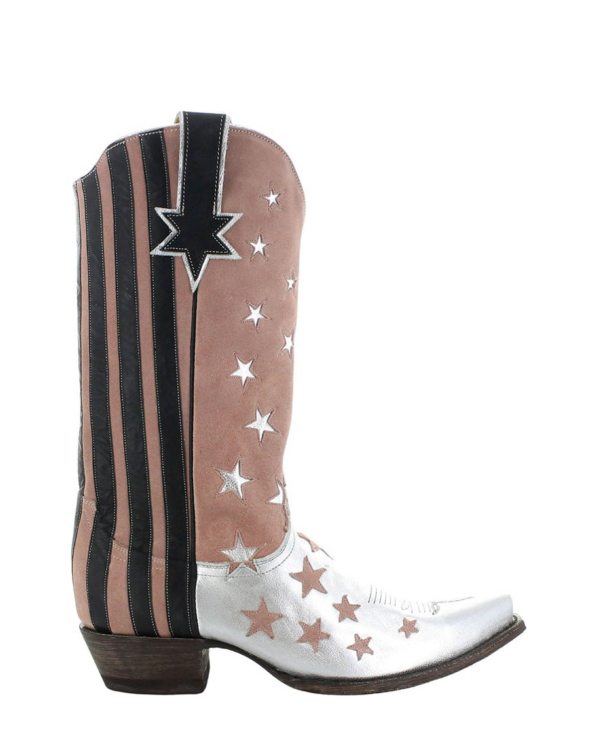 Old Gringo Star Rain Silver/Pink women's 13" cowboy boot, side view