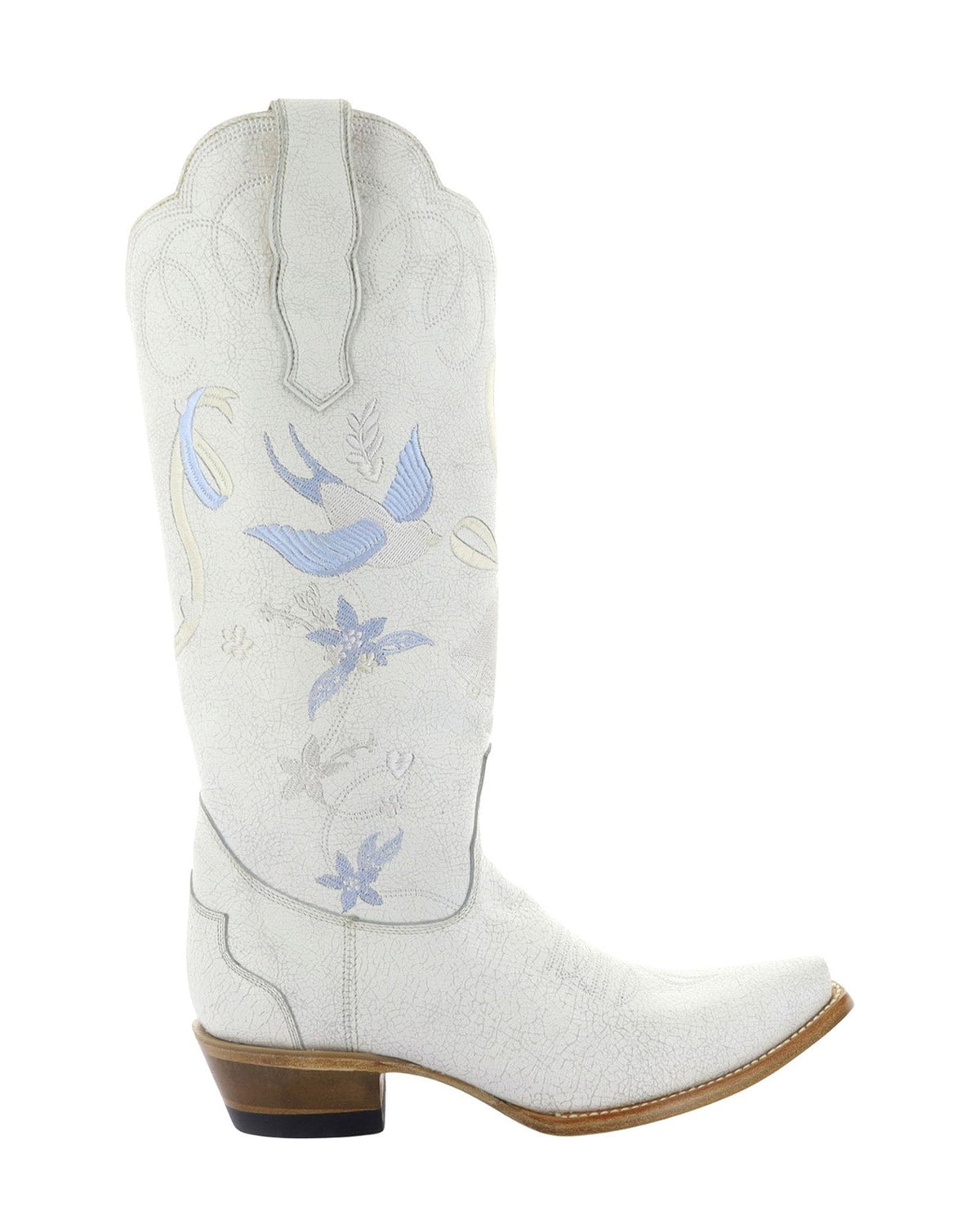 Old Gringo The Proposal YL689 Crackled White women's 15" cowboy boot, side view