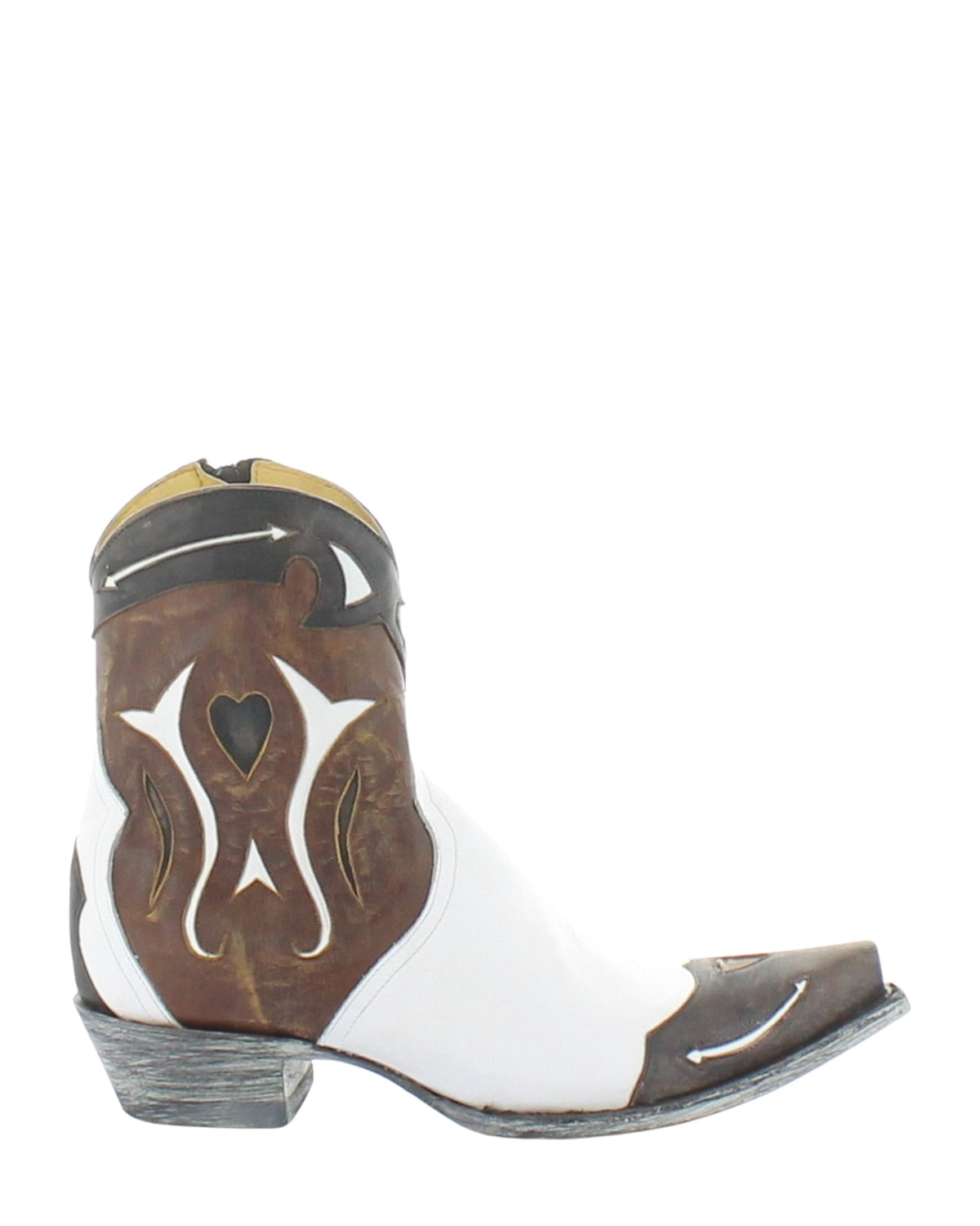 Old Gringo Litvinov YBL675 White/Brass women's 7" cowboy boot, side view
