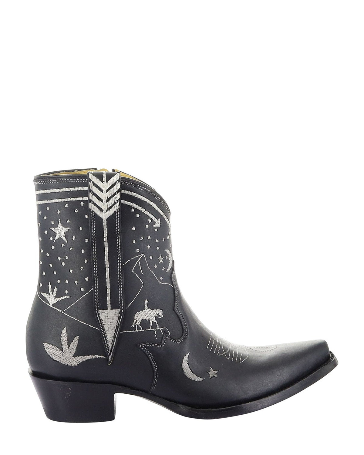 Old Gringo Once In A Blue Moon 7" Black women's cowboy boot, side view