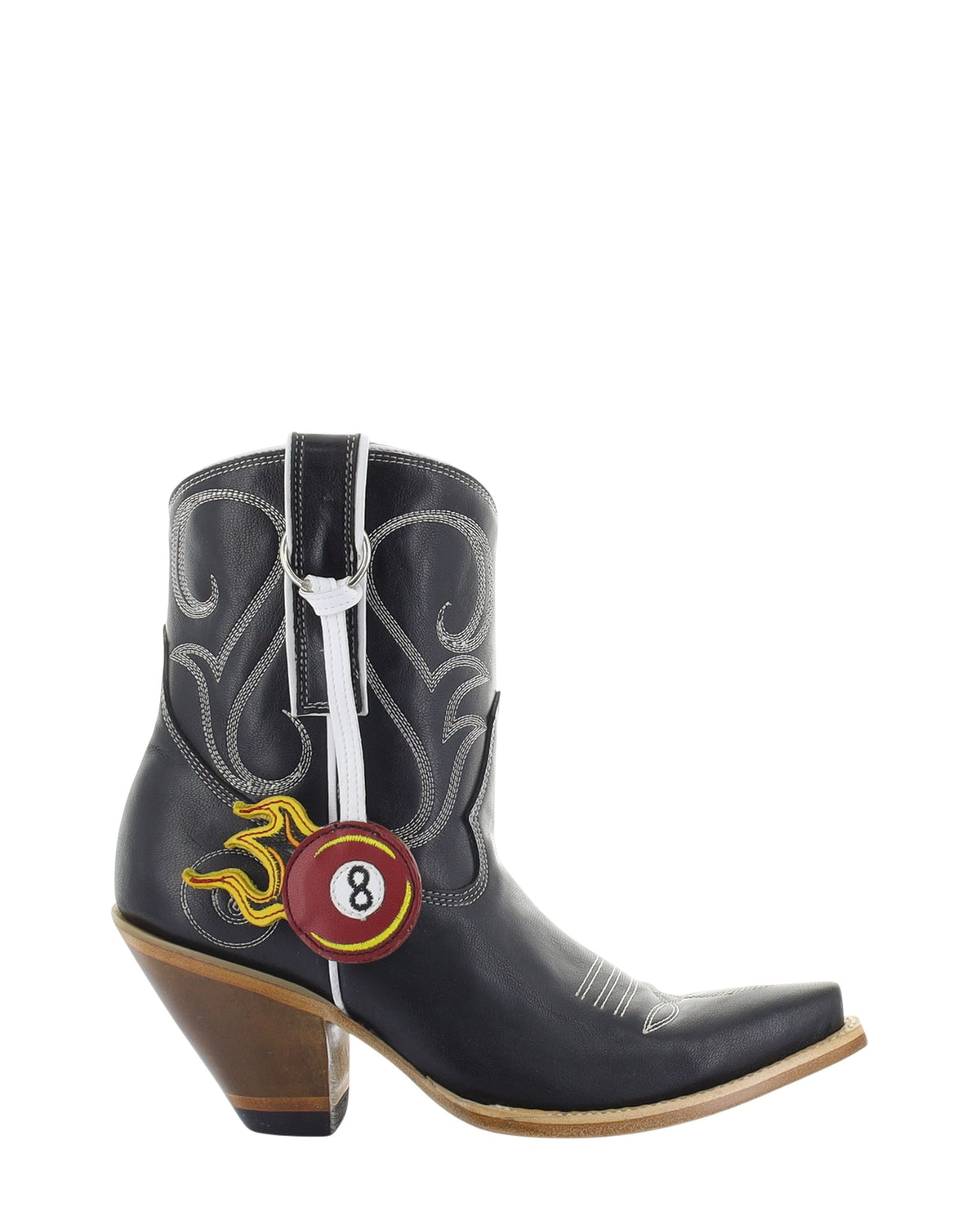 Old Gringo 8 Ball Short Black women's 7" cowboy boot, side view
