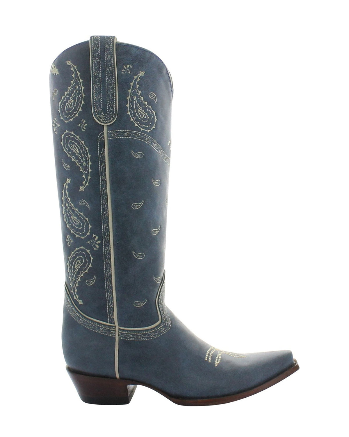 Old Gringo Bandana Girl Vintage Blue women's 15" cowboy boot, side view