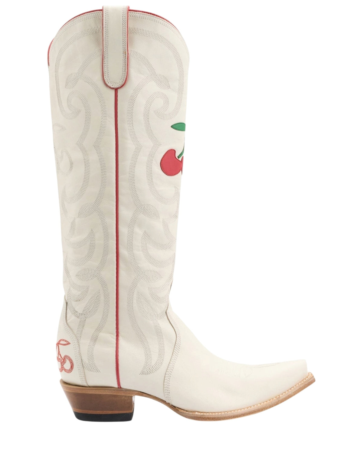 Old Gringo Cherry Cherry White women's 17" cowboy boot, side view