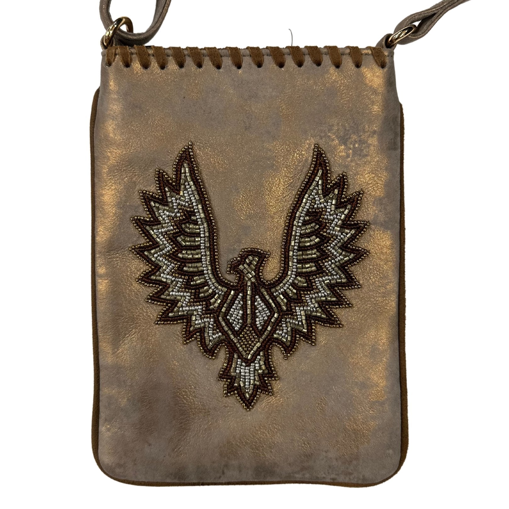 BEADED EAGLE CROSSBODY GOLD