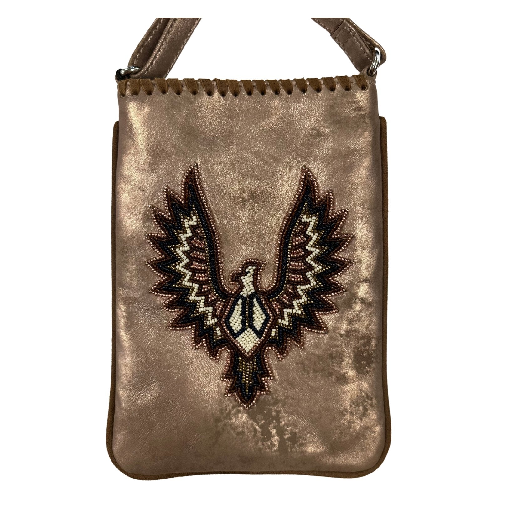 BEADED EAGLE CROSSBODY ROSEGOLD