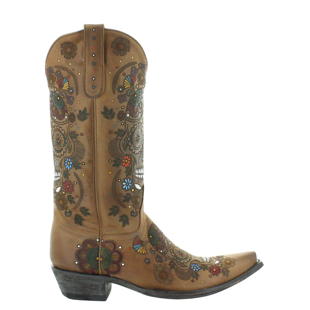 Old Gringo Women s Cavalier Skull Floral Burnished Tall Western Leat